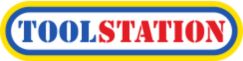 Proofvision - Logo of Toolstation featuring the name "TOOLSTATION" with "TOOL" in blue letters and "STATION" in red letters, all within a white oval background bordered by blue and yellow outlines.